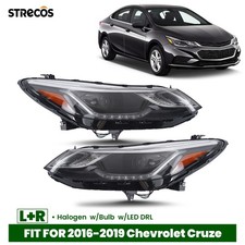 Halogen Headlights For 2016-2019 Chevy Cruze W Led Drl Projector Left Right Halogen Headlights For 2016-2019 Chevy Cruze W Led Drl Projector Left Right