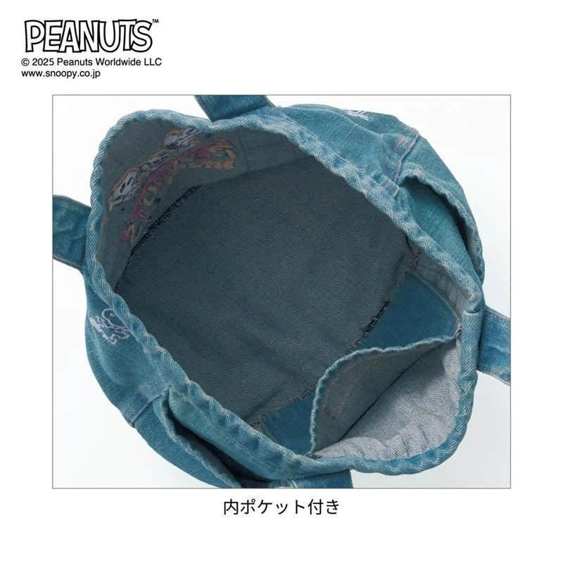 Bolso de Mano Peanuts 75th Snoopy x ROOTOTE Collab Denim Bordado Estilo Vintage Foto 3 de 4