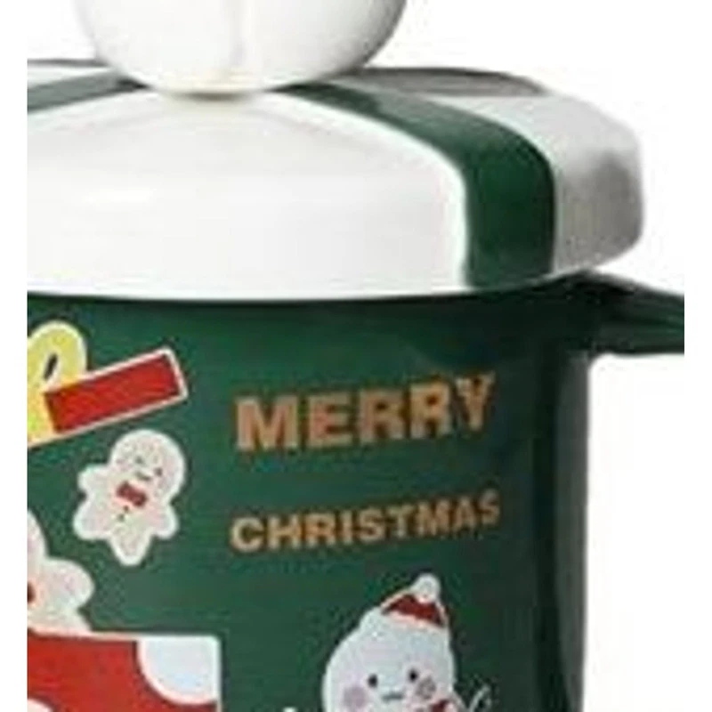 Mug Natale con Tappo e Cucchiaino Babbo Natale BRANDANI Ginger Verde 400 ml, fotografia 7 di 9