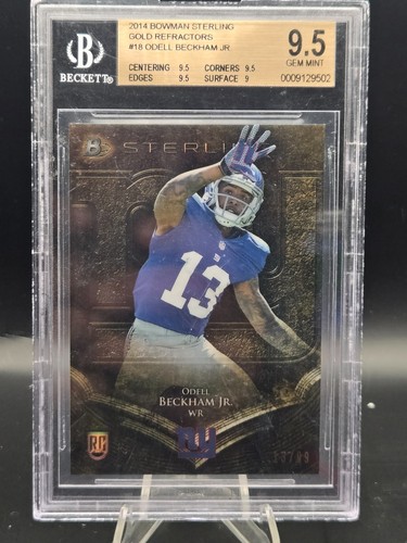 2014 Bowman Sterling Odell Beckham Jr RC Gold Refractor /99 JERSEY MATCH BGS 9.5