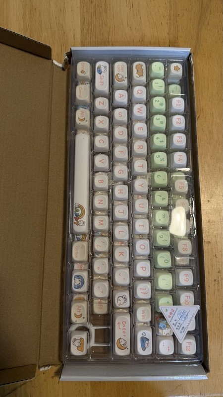 Cute Cartoon Keycaps Set White/Green English QWERTY (Standard) Keyboard