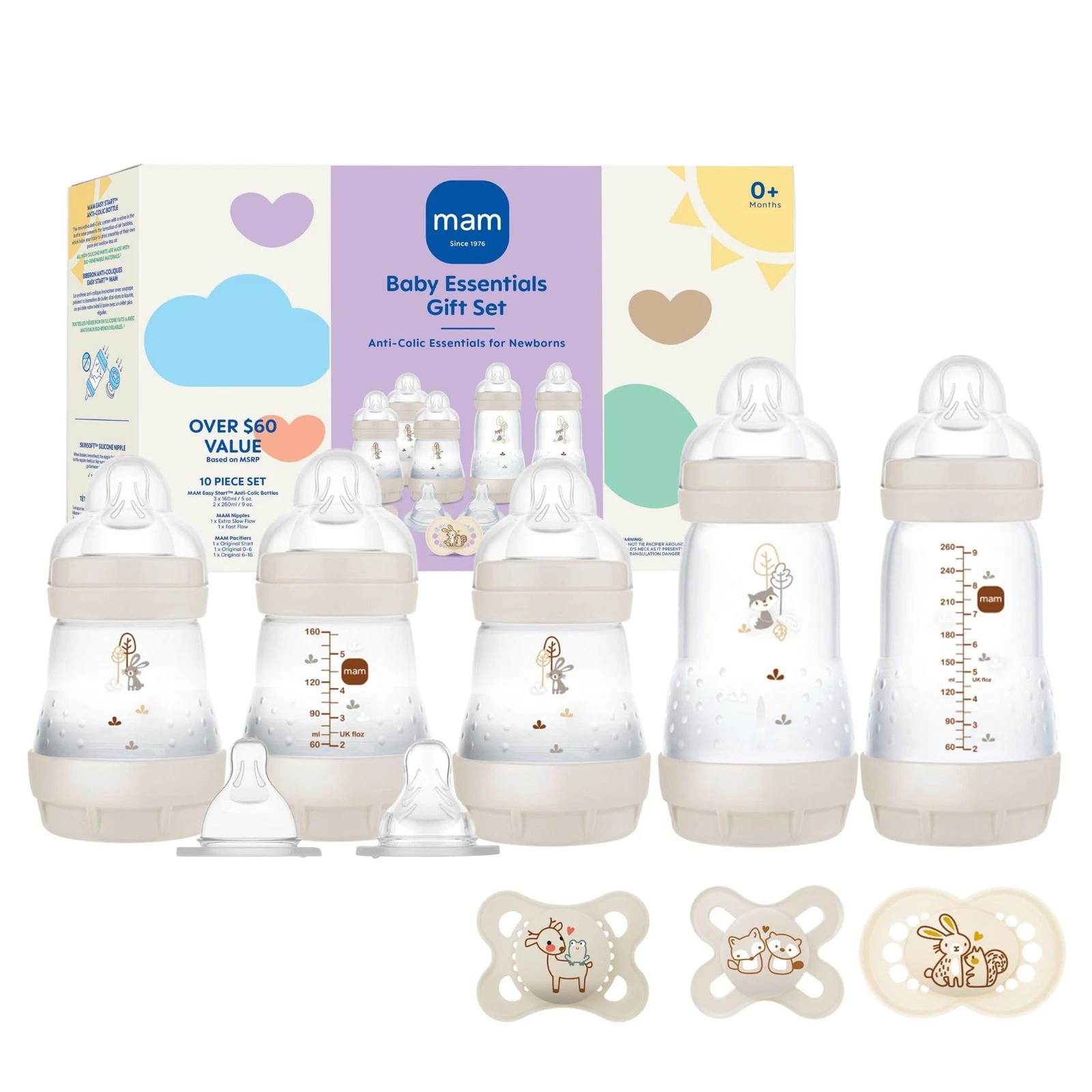 MAM Newborn Essentials 10 Piece Set Anti Colic Baby Bottles and Pacifiers
Opens in a new window or t