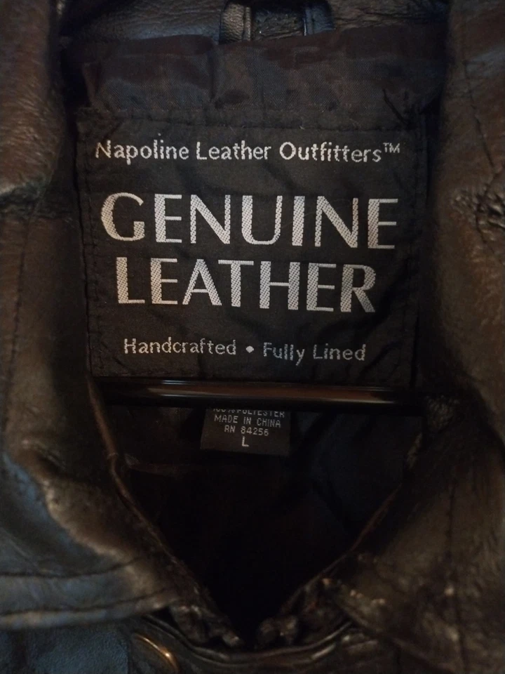 Chaqueta de Motociclista Napoline Leather Outfitters Hombres Grande De Colección Genuina Retazos Y2K Foto 4 de 4
