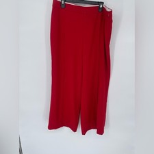 MNG Red Wide Leg Trousers High Waisted Side Zip Dress Pants Womens Size 14