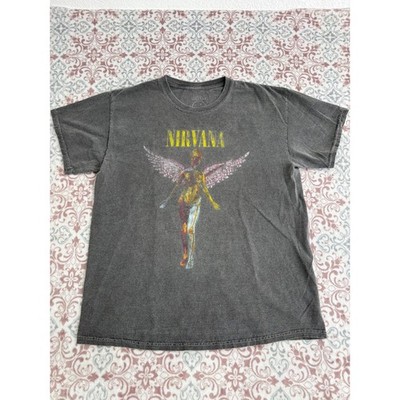 Nirvana In Utero Graphic T-Shirt Mens Medium Charcoal Gray Washed Cotton Tee
