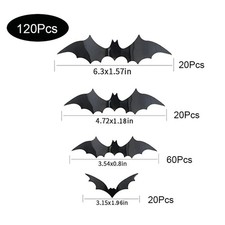 Halloween Bats Decorations,3D Pvc Bat on The Wall,Black Bats Wall Stickers,Hallo