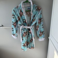 Disney Frozen Elsa Fleece Tie Belted Long Sleeve Robe Blue Kids Size 8