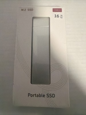 16TB Silver Portable External SSD M.2 USB-C Solid State Drive