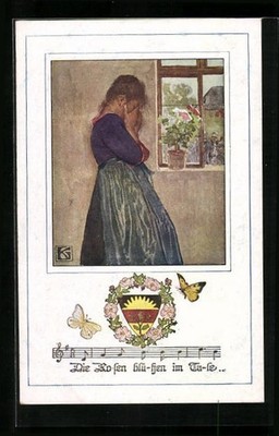 Künstler-AK Karl Friedrich Gsur: Deutscher Schulverein Nr. 1065: Die Rosen blüh 