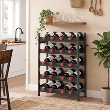 HOMCOM Wine Rack Freestanding 5-Tier 20-Bottle Capacity Black Refurbished