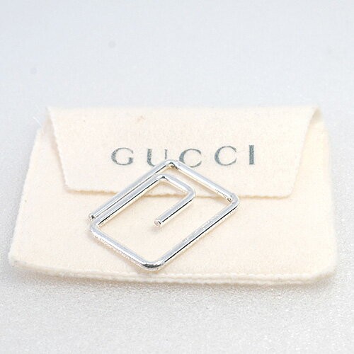 グッチ Gロゴ オープン マネークリップ シルバー 925 Gucci G Motif Money Clip Wallet Compact Silver Metal Logo