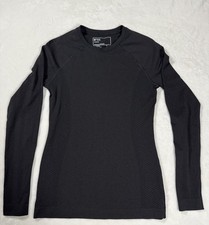 FIGS Womens Seamless Long Sleeve Underscrub Top Black Size S Stretch