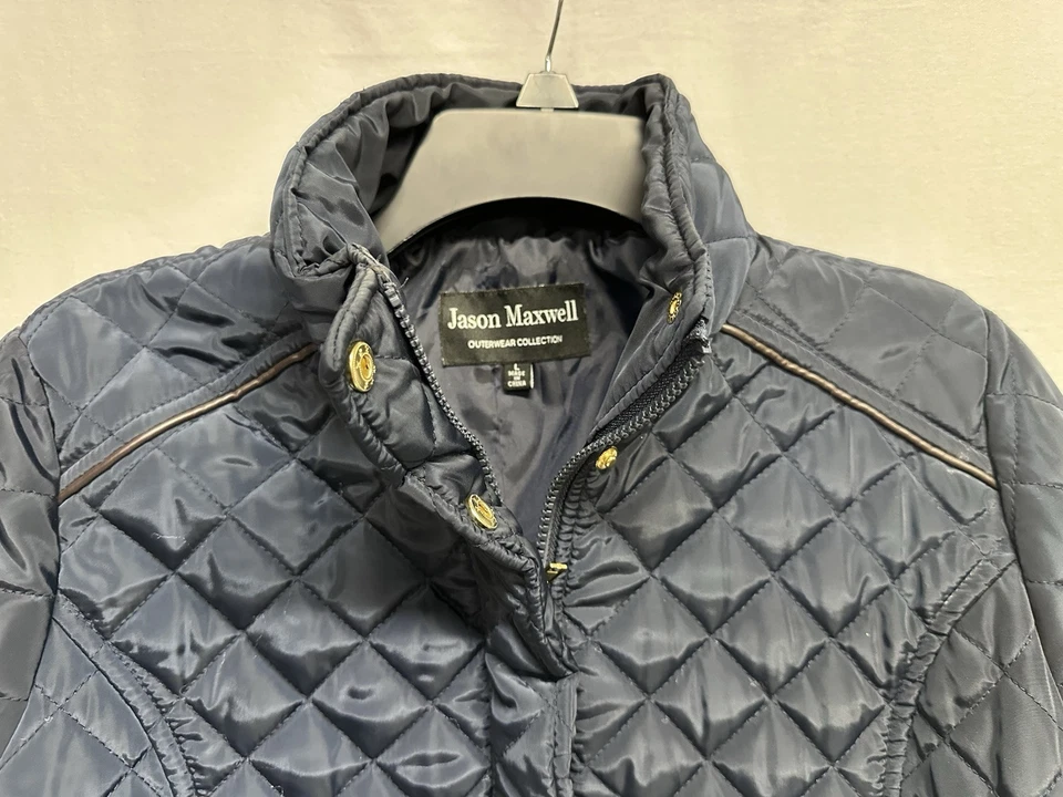 Jason Maxwell Jacket Womens Sz Large Blue Quilted Lined Puffer Coat - Image 3 of 4
