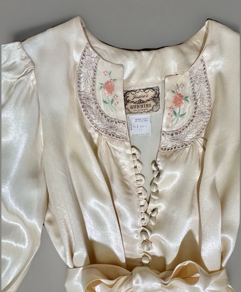 Blusa De Colección Gunne Sax Top Gunnies Marfil Satén Pradera Boho M Med 36 38 Foto 2 de 4