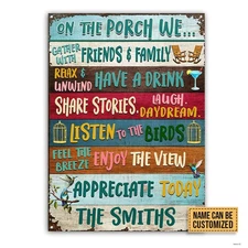 Porch Gather With Friends Custom Metal Signs, Outdoor Living, Outdoor Life Sign