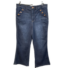 Wit Wisdom Women's 16 P High Rise Boot Cut Dark Wash Elastic Waist Pant Jeans