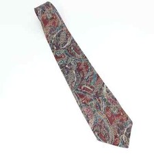 Wembley Mens Tie Necktie Blue Maroon Scroll USA Classic