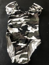 Flutter Sleeve Girls Leotard Military Camouflage Handmade Size Small 3/4