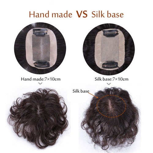 Seamles Curly Wavy 100% Remy Human Hair Topper Cover Loss Hair Top Piece Wiglet - Picture 8 of 18