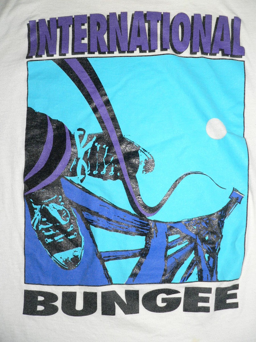 Vtg 80s 90s T SHIRT SzL INTL BUNGEE JUMP HANES USA MADE SINGLE