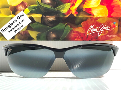 NEW Maui Jim HOT SANDS Gloss Black POLARIZED Neutral Grey Lens