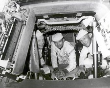 Apollo 11 crew Armstrong Aldrin and Collins inside Command Module Photo Print