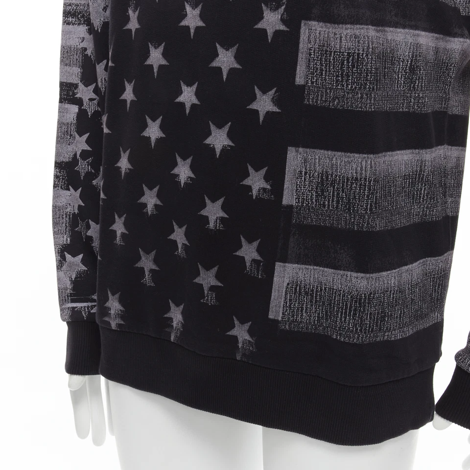 GIVENCHY Riccardo Tisci grey Americana flag distressed cotton crew sweater M - Image 2 of 4