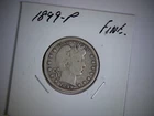 1899-P  BARBER LIBERTY HEAD QUARTER  DOLLAR COIN, OLD SILVER COIN