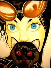 CATWOMAN POP ART ORIGINAL COMIC COLOR ART ON CARD STOCK