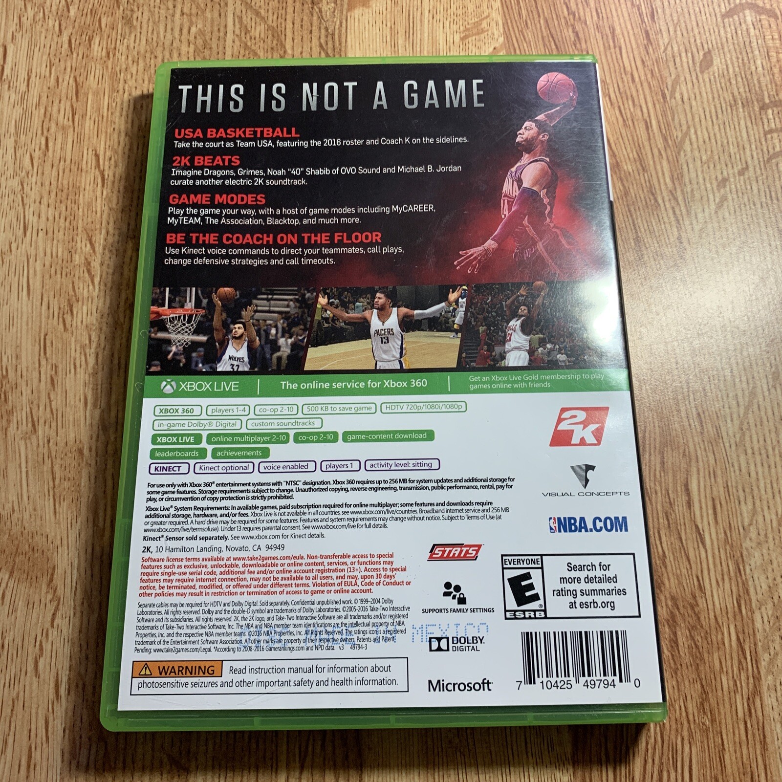 NBA2K17 Video Game w/ Manual (MICROSOFT XBOX 360) 