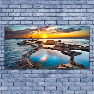 Tableau Sur Verre Tulup 140x70 Cm - Architecture, Mer, Pont, Soleil - Moderne
