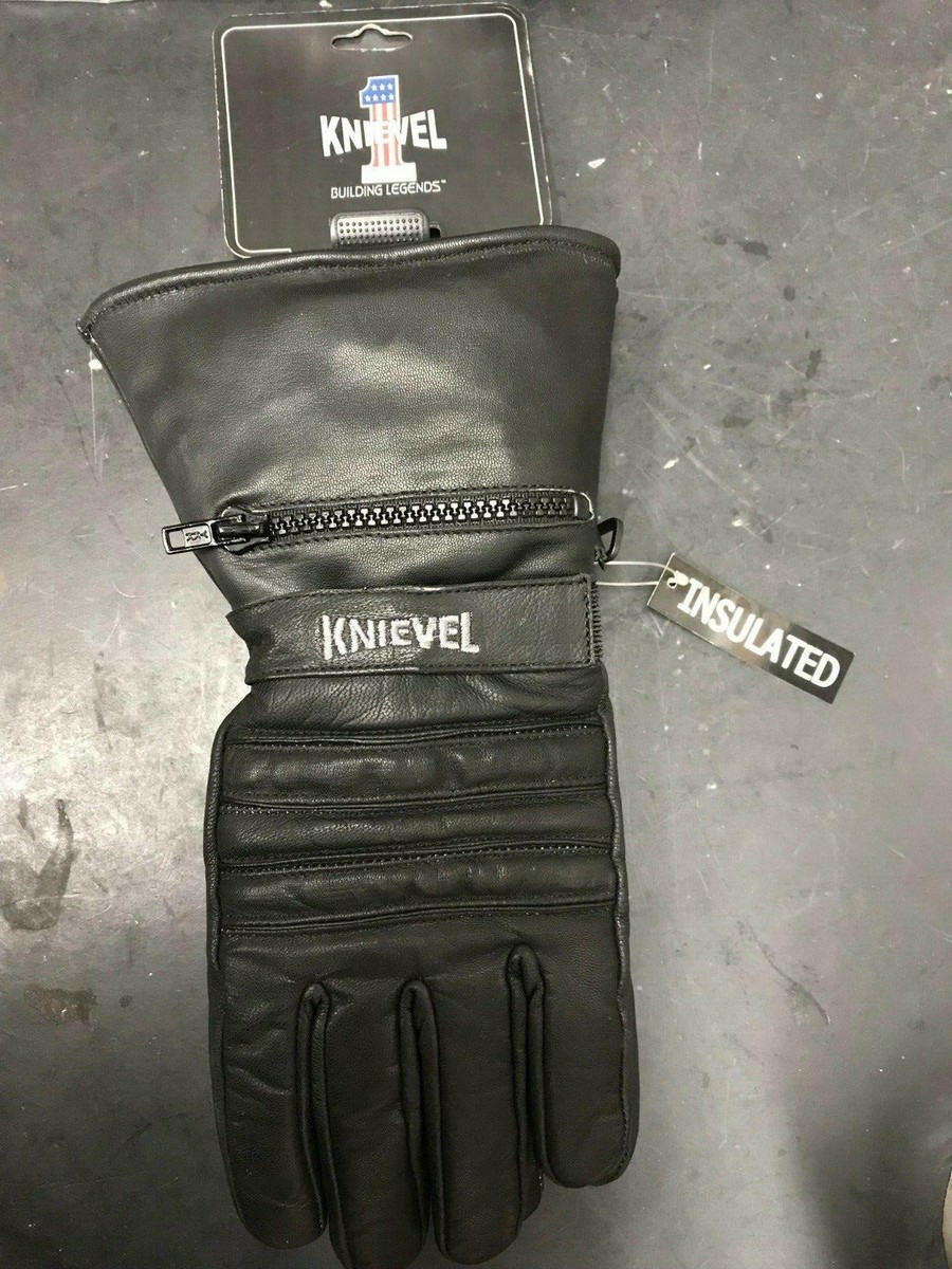 EVEL KNIEVEL CYCLES GAUNTLET MOTORCYCLE GLOVES W/RAIN COVER M