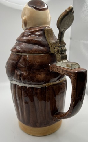 Vintage German Character Lidded Beer Stein Monk Holding A Beer Germany - Picture 6 of 13