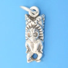 Hawaii God Lono Tiki of Peace Fertility Music 3D 925 Solid Sterling Silver Charm
