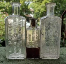 Lot Of 3 Damaged Ball Warfield Druggist Ironton Ohio Bottles