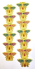 Bees Wasps Insects Bugs Glitter Accent K&Company 4 pcs  6 x 1.25" Stickers