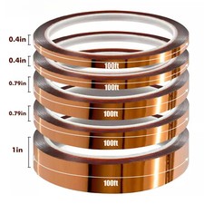 5 Rolls Polyimide High Temperature Tape Heat Resistant Kapton 10mm, 20mm,25mm