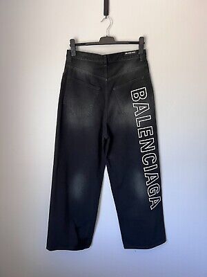 Balenciaga Embroidered Logo Baggy Denim - Size Medium Balenciaga Embroidered Logo Baggy Denim - Size Medium