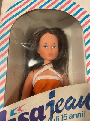 Rare Vintage LISA JEAN FURGA DOLL Brunette Loose In Box Orange