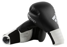 adidas Hybrid 100 Boxing Gloves Black White Sparring 6 8 10 12 14 16 oz Training