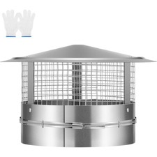 12" Cone Top Chimney Cap with Screen, Adjustable Round Roof Rain Chimney Cover