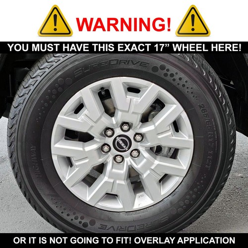 Black Clip On Skin Covers 4PC Set FOR 2022-2024 Nissan Frontier SV 17" Wheel Rim - Picture 2 of 6