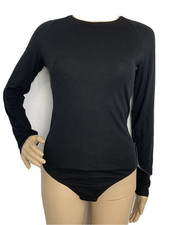 New BCBGMAXAZRIA Women ANISE Knit Long sleeve Black Bodysuit Open back Small