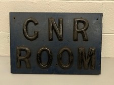 OLD WOODEN RAILWAY SIGN - GNR ROOM - METAL LETTERS - GREAT NORTHERN RAILWAY