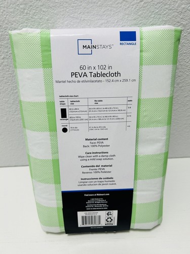 Mainstays 60 inch x 102 inch " PEVA Rectangular Tablecloth - Lime Green/white - Picture 2 of 8