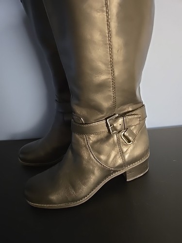 Bandolino Riding Boots Women 7 M Black Leather Tall Buckle Block Heel Equestrian - Picture 3 of 15
