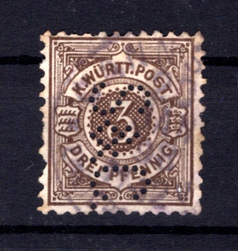 Württemberg Fist Companies Perfin S&C Stamped (BA3926