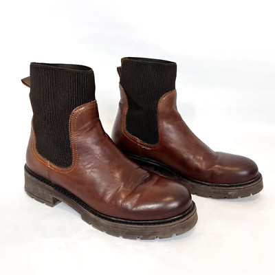 Bootlegger Brown Leather Elastic Chelsea Boot Women Size 40 (9)