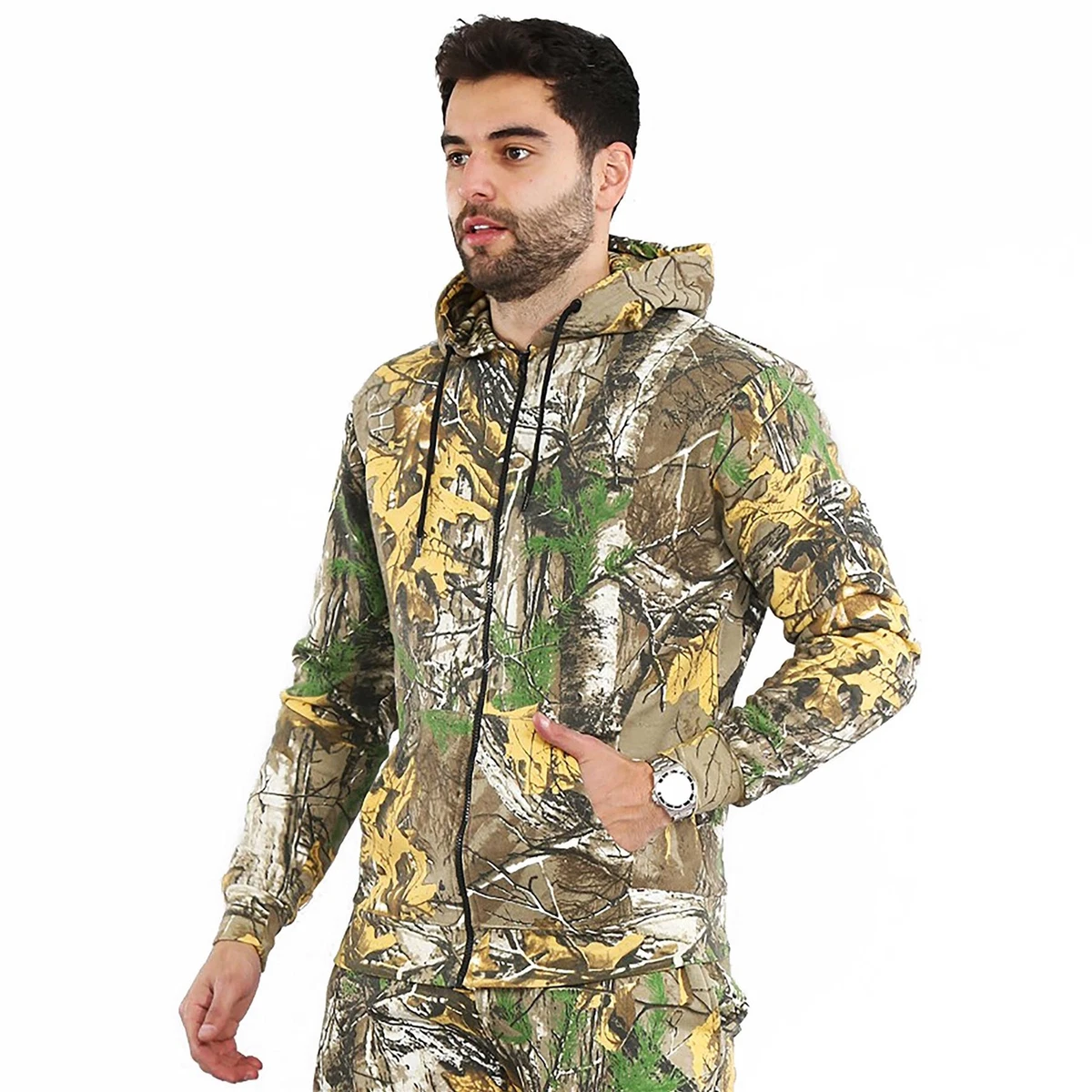 MENS CAMOUFLAGE HOODIE JUNGLE PRINT COMBAT HOODY HUNTING SWEAT