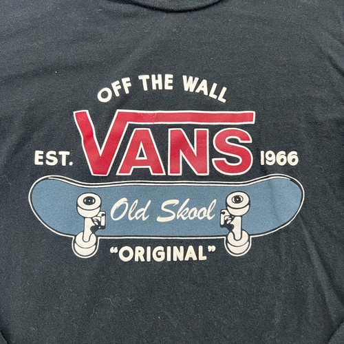 VANS Shirt Size L 12/14 Youth Off The Wall Long Sleeve Skater Old Skool Black - Picture 2 of 6